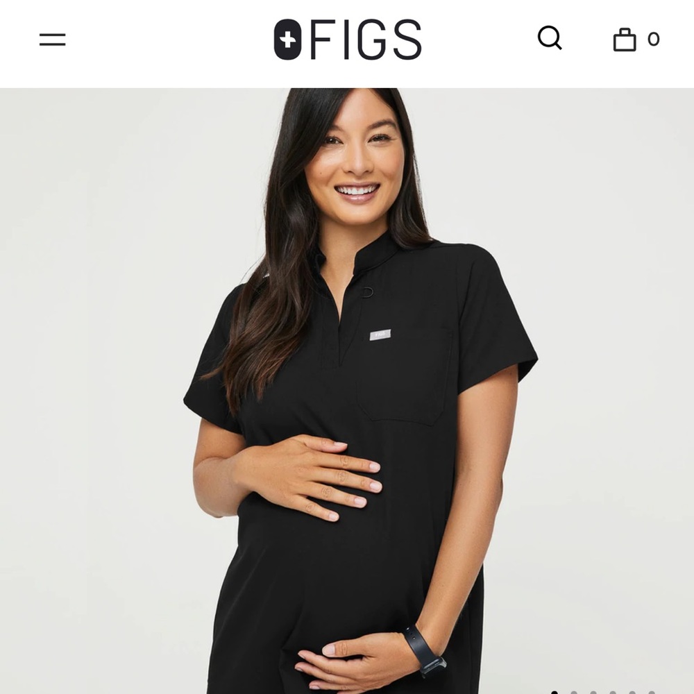 Figs Maternity scrubs in Black | top small, bottoms medium